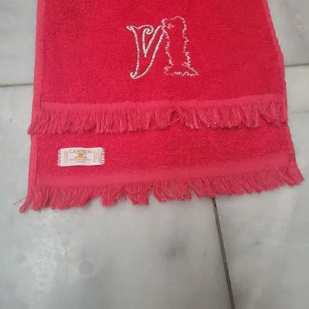 Cannon Red Embroidered Holiday NOEL Bath Hand Towels Set of 4